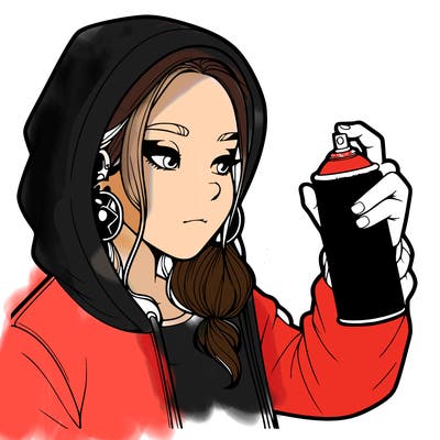 a realistic girl, spray painting