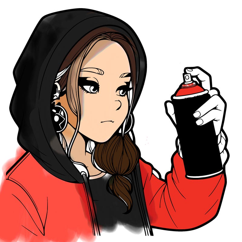 a realistic girl, spray painting