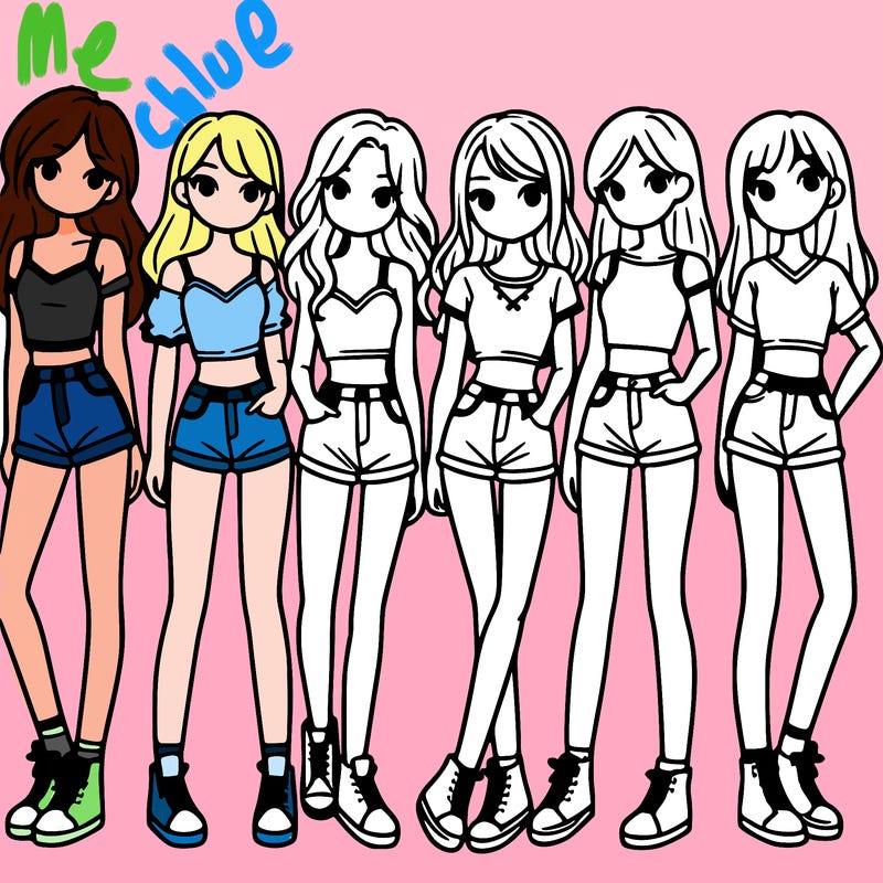 a group of girls wearing crop tops and shorts