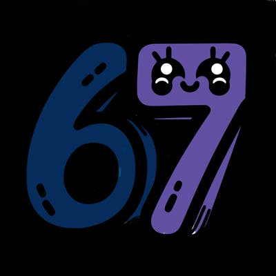 the numbers 67