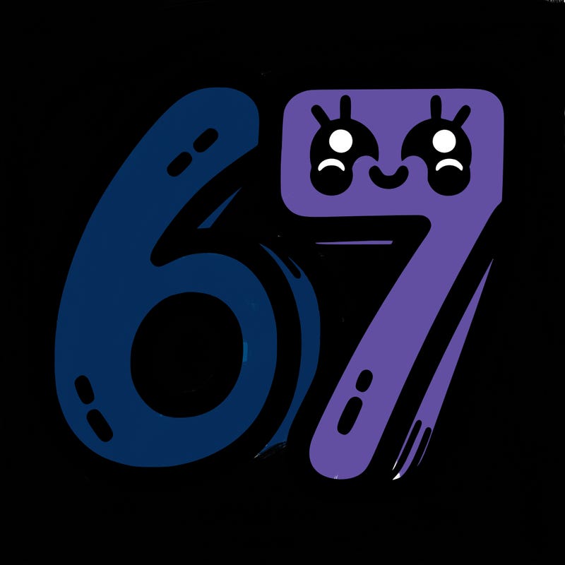 the numbers 67