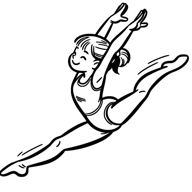 a gymnast doing a split jump in the air