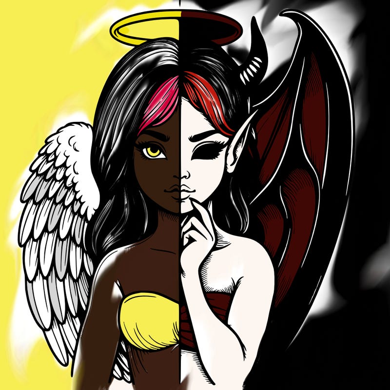 realistic angel half demon