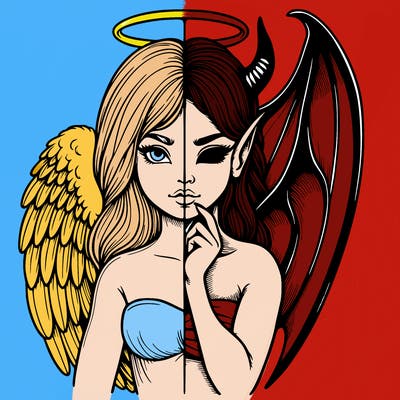 realistic angel half demon