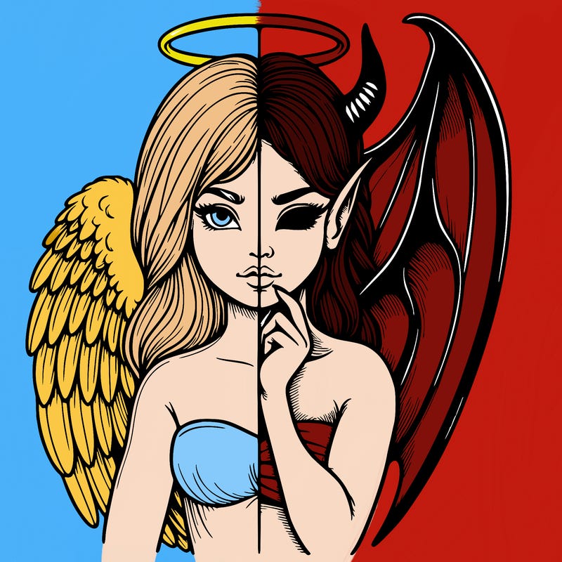 realistic angel half demon