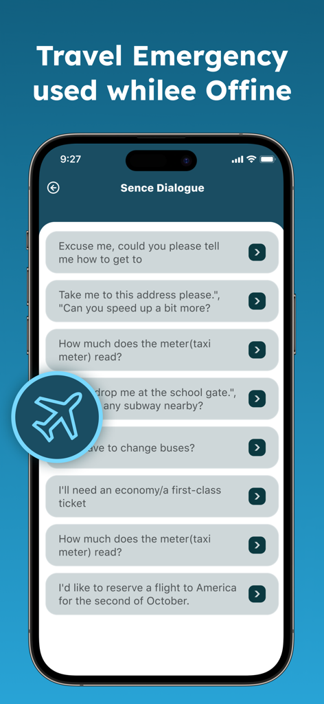 Translate Lion app interface showing common travel phrases and offline dialogue mode.