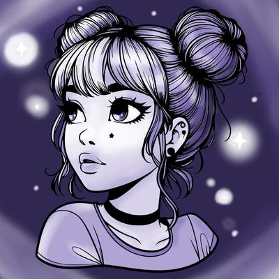 realistic girl with spacebuns