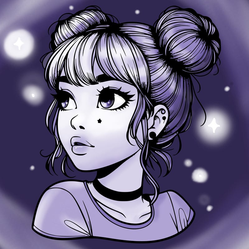 realistic girl with spacebuns