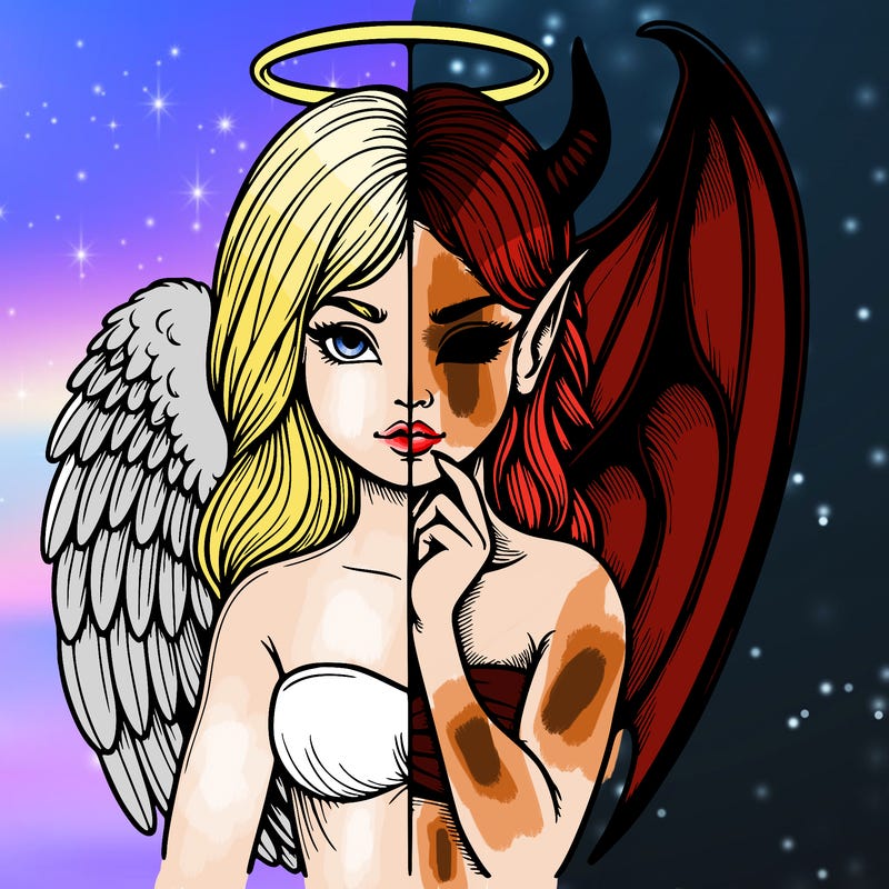 realistic angel half demon