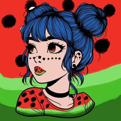 realistic girl with spacebuns