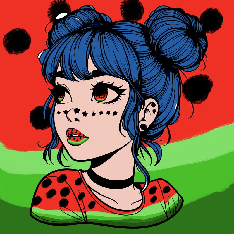realistic girl with spacebuns