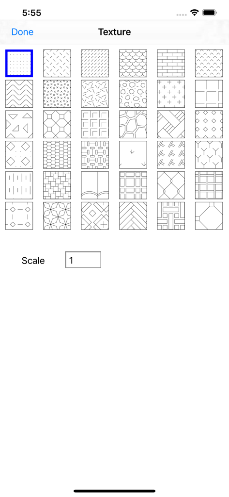 iPocket Draw Lite - Una biblioteca de patrones de sombreado y estilos de textura para dibujos técnicos en la aplicación CAD iPocket Draw Lite.