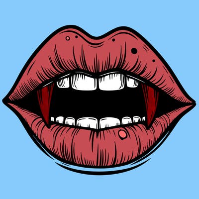 lips with vampire teeth