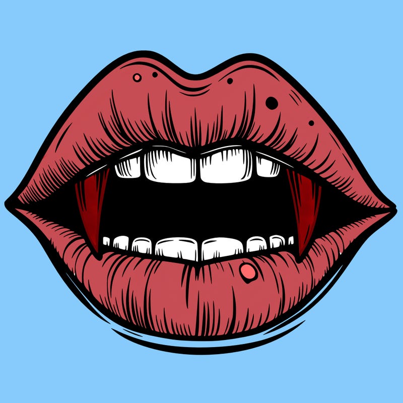 lips with vampire teeth