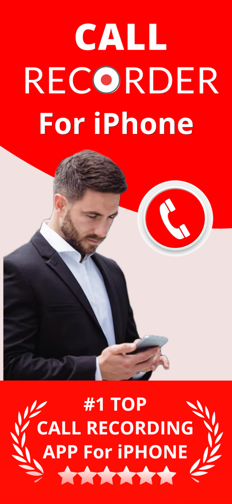 iCall Recorder: Tape A Call - Un hombre profesional usando la aplicación iCall Recorder en su iPhone