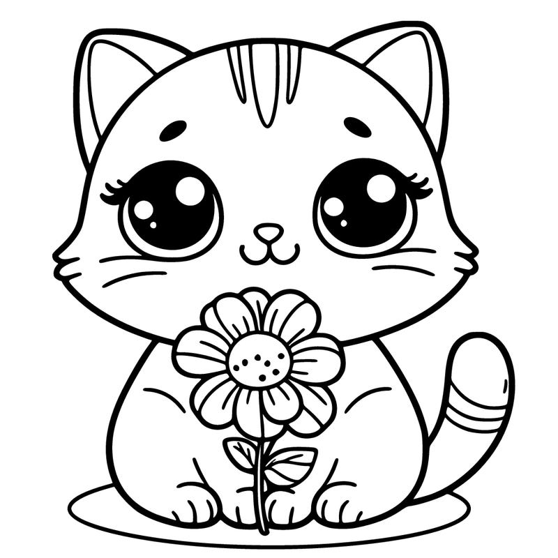 a cat with a flower