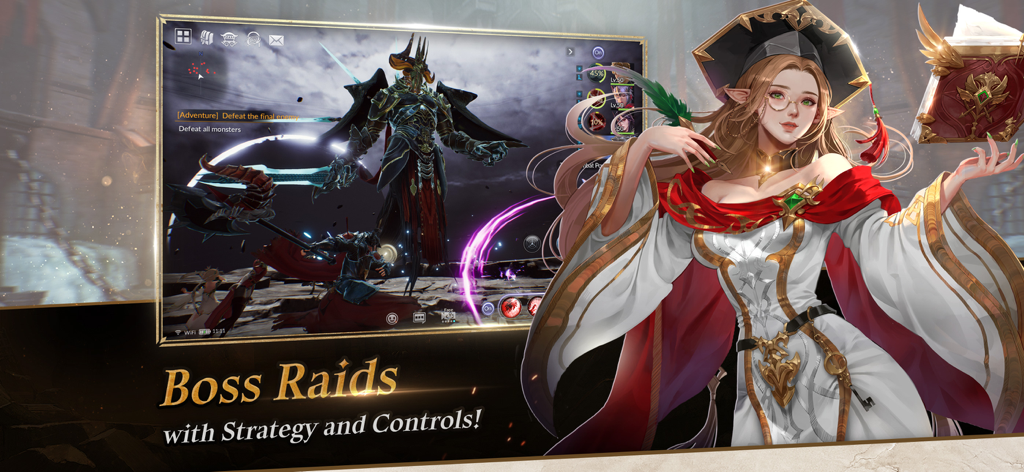 Seven Knights 2 - Seven Knights 2 boss raid gameplay featuring strategic combat and cinematic character art