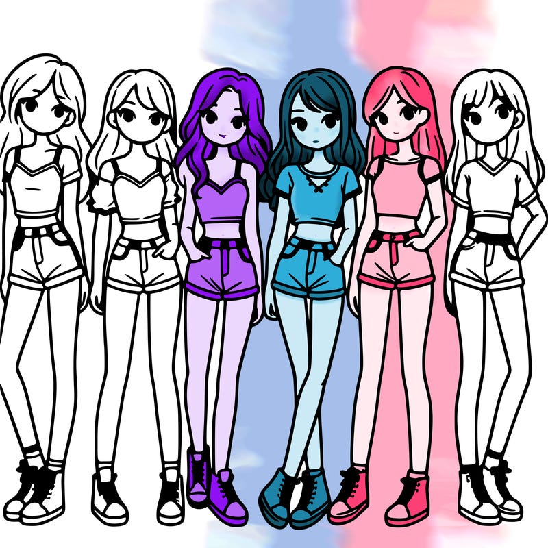 a group of girls wearing crop tops and shorts