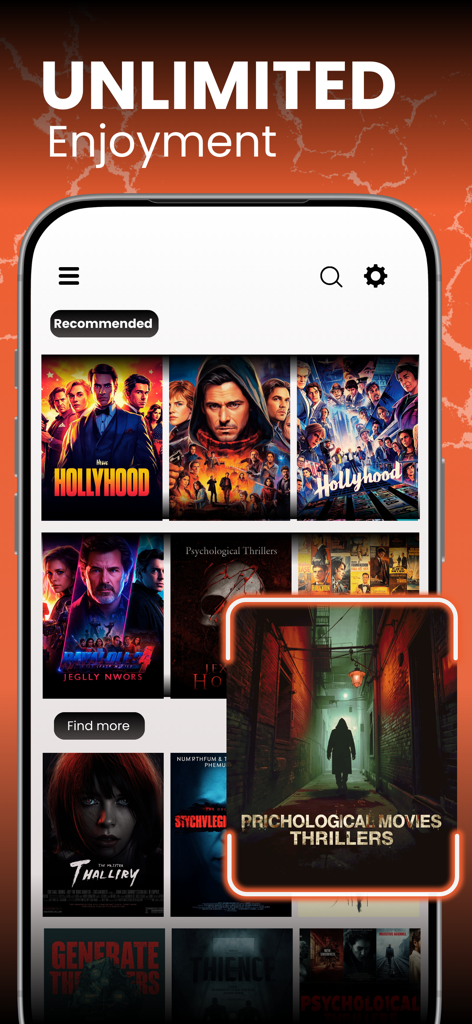 Interface of the Dodo Web View app displaying recommended movies and psychological thrillers