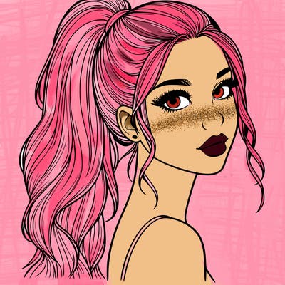 realistic pretty girl with high pony tail