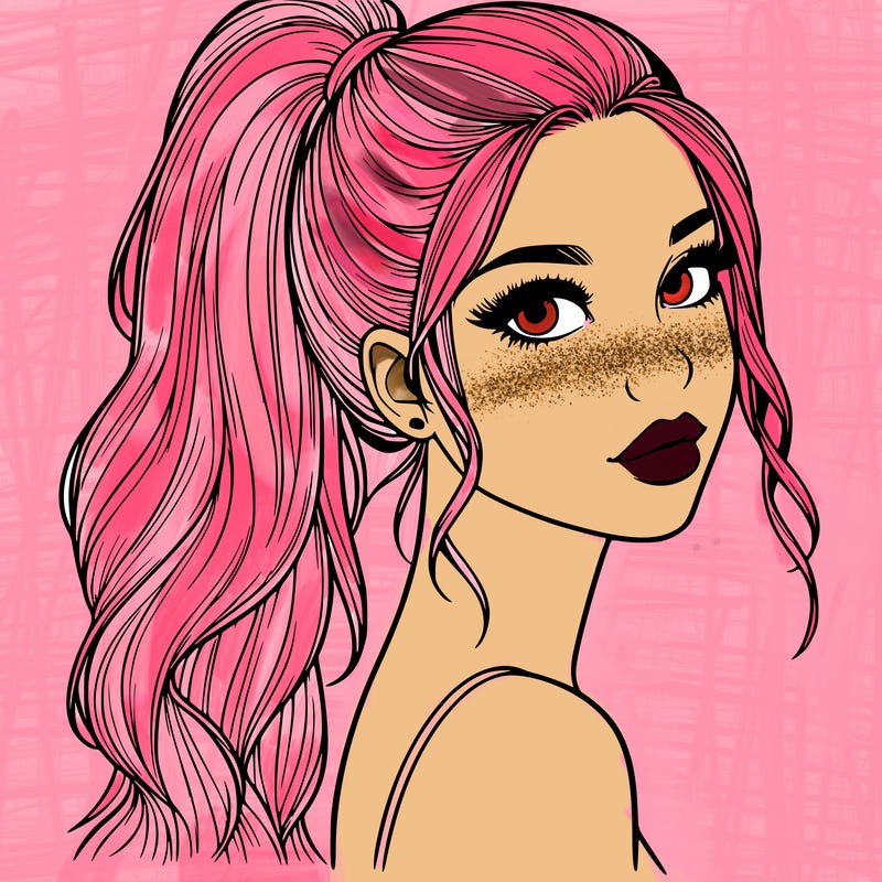 realistic pretty girl with high pony tail