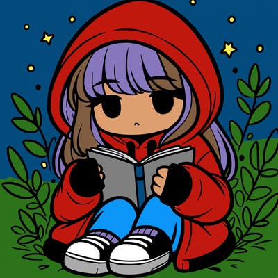 girl in oversized hoodie reading a book