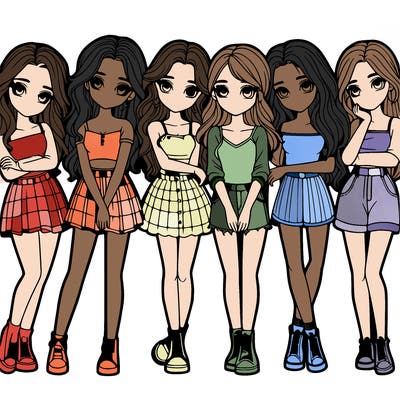 a group of girls realistic