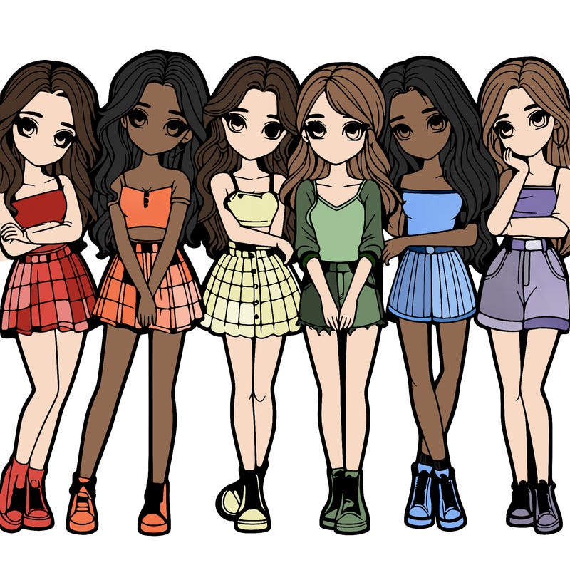 a group of girls realistic