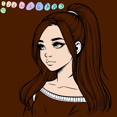 realistic girl with a high ponytail