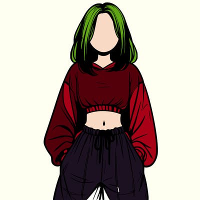 realistic girl faceless with baggy pants and a crop top