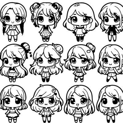 10 chibi girls