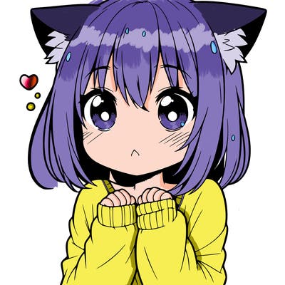 shy anime catgirl