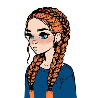 realistic girl with braids
