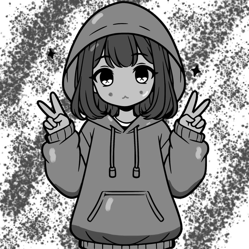a teenage girl in an oversized hoodie standing with a peace sign