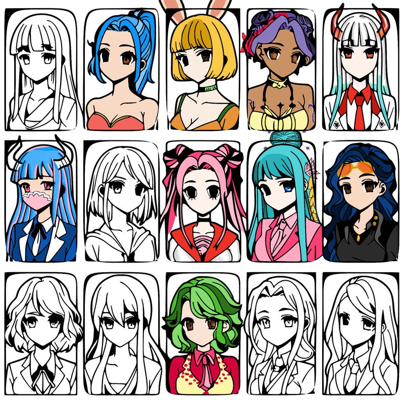 girls that look diffrent anime