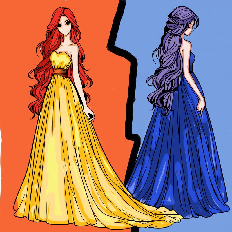 realistic woman with long flowing dress