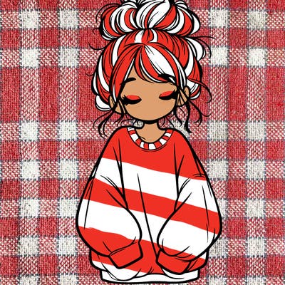 girl with baggy sweatshirt and messy bun