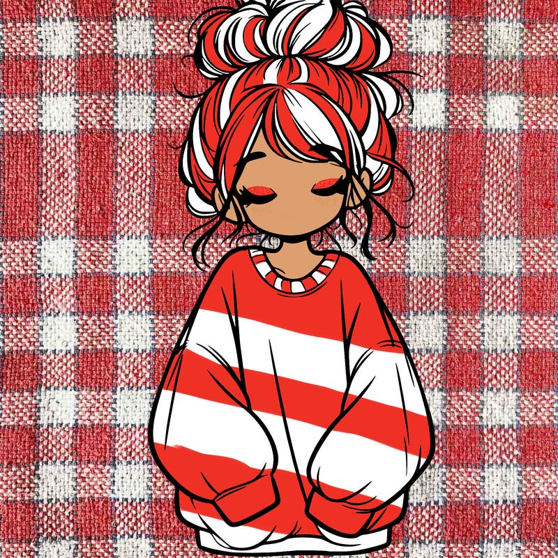 girl with baggy sweatshirt and messy bun