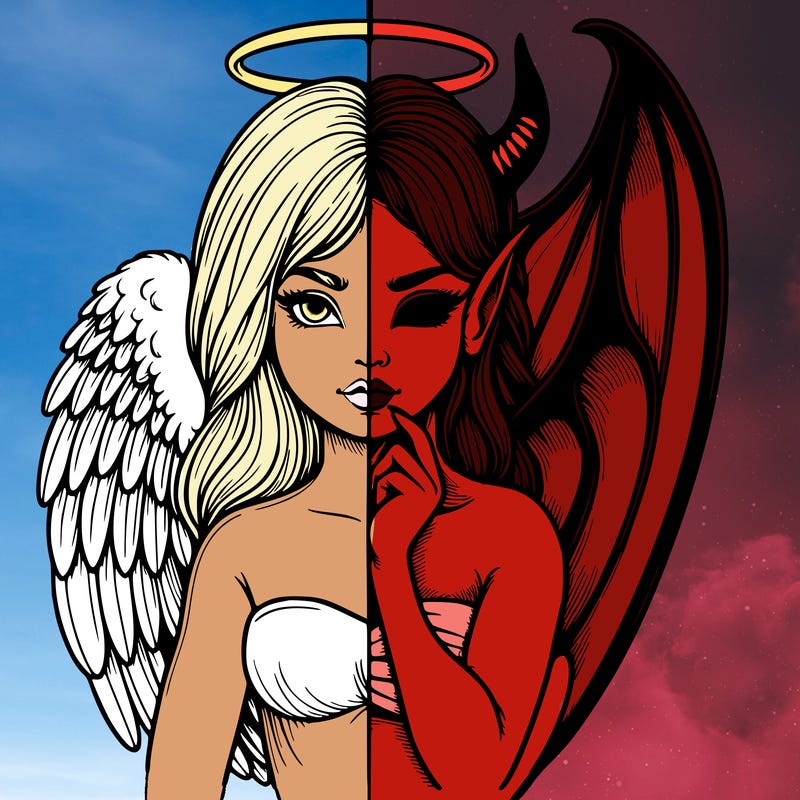 realistic angel half demon