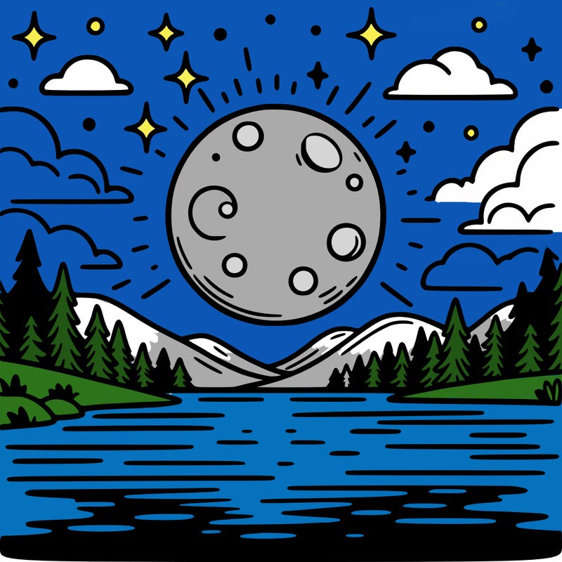 moonlight shining on a lake