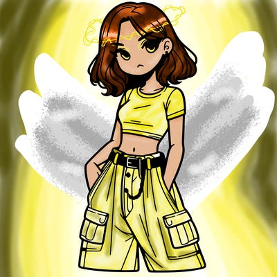 girl with crop top and baggy pants