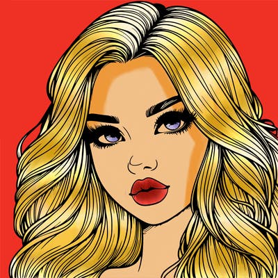 realistic girl with long hair  and lips