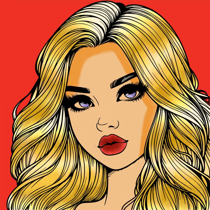 realistic girl with long hair  and lips