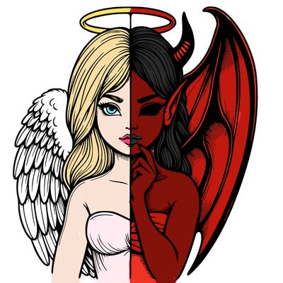 realistic angel half demon