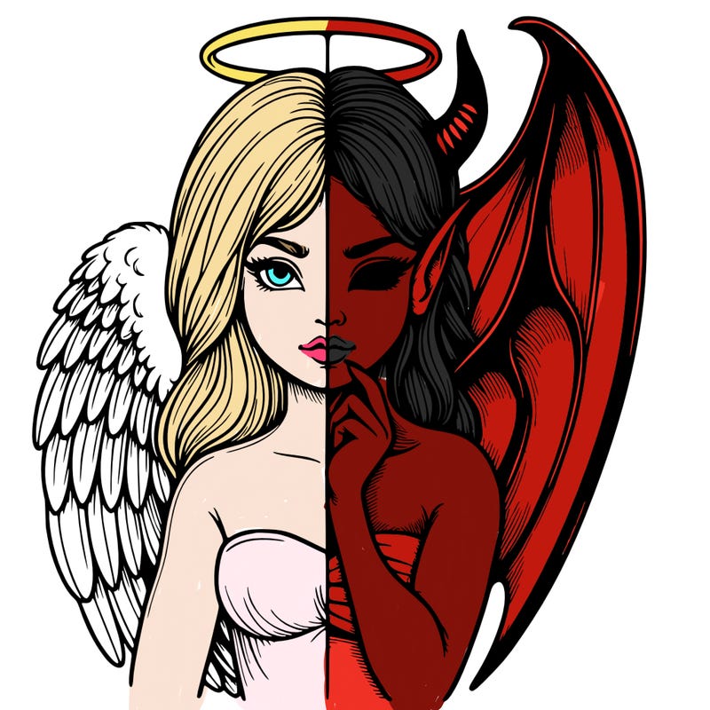 realistic angel half demon