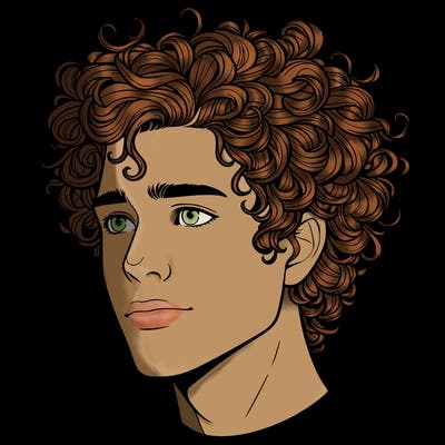 realistic guy with curly hair