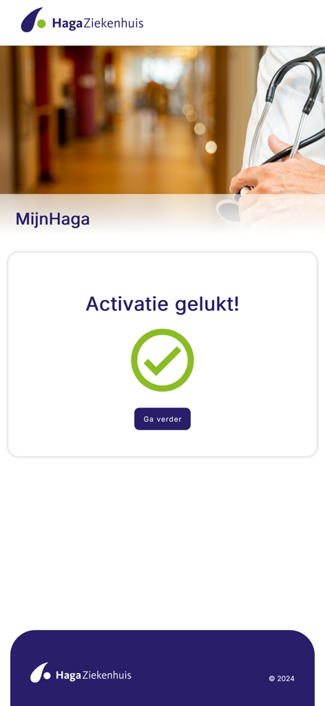 MijnHaga - A confirmation screen in the MijnHaga app with a green checkmark and the text Activatie gelukt indicating successful activation.