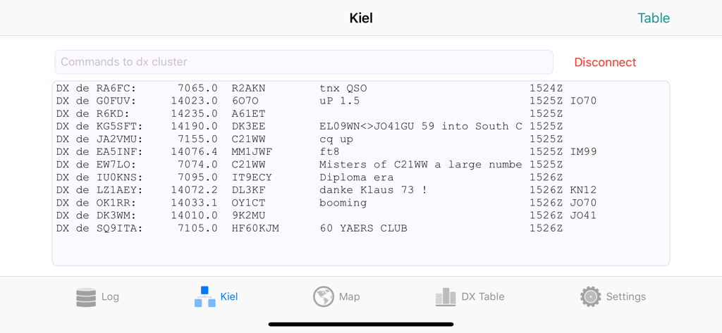 RUMlogNG2Go - Amateur radio DX cluster spots list in RUMlogNG2Go app