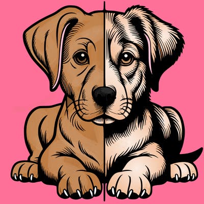 realistic dog split picture