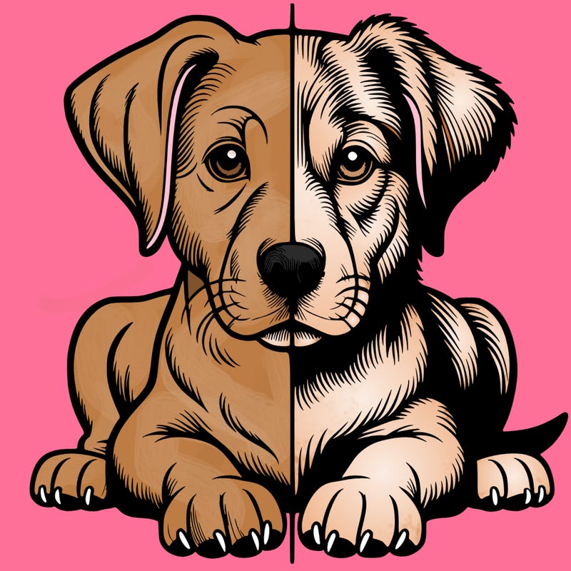 realistic dog split picture